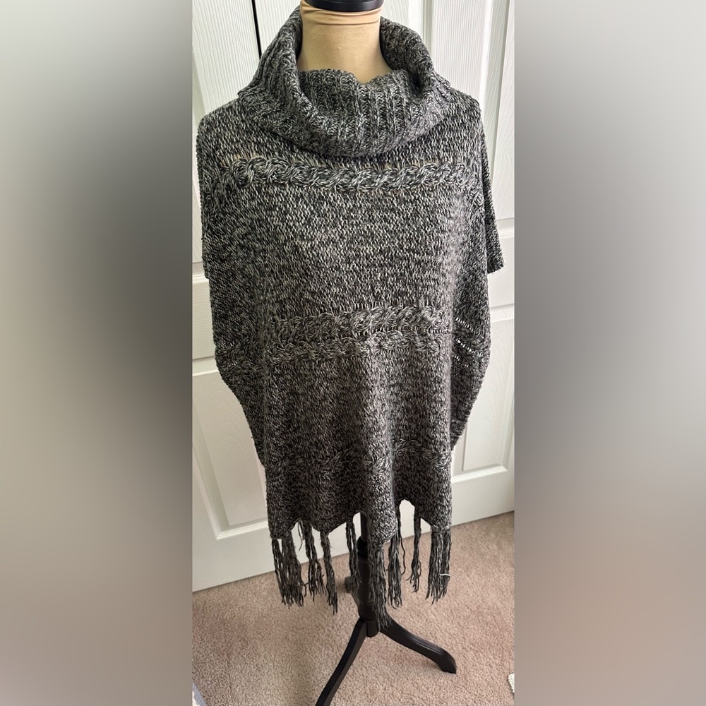 Hinge Charcoal Knit Poncho